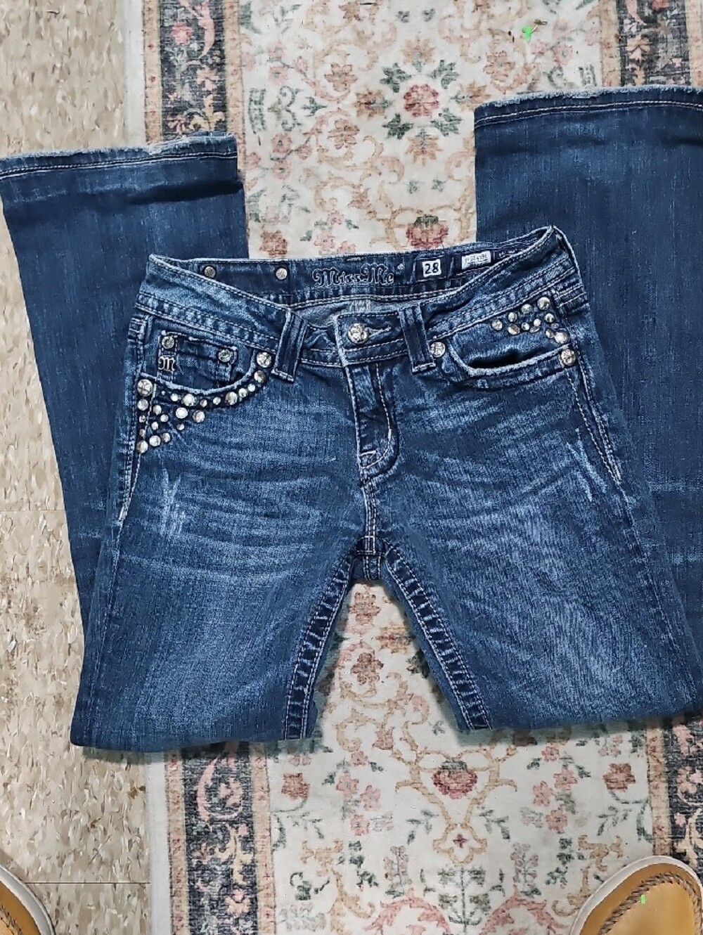 Miss Me Dark Blue Rhinestone Embellished Bootcut Jeans - Picture 2 of 11